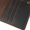 Men's Busins Minimalist Travel Bi-Fold Leather Wallet Custom Retro RFID Card Blocking Passport Holder Long Clutch Wallet