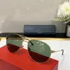 Новейшие солнцезащитные очки для пилотов Unisex High Come Golden Glasses Рамки синие линзы Съемные кожаные пряжки дизайнер винтажные мужчины женская размер глаз 59-17-145