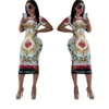 Nya kvinnliga klänningar Spring och Summer Fengmasson Multicolor Digital tryckt klänning Ny tryckt nattklubbklänning