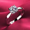 Bagues de mariage ne se fanent jamais en argent tibétain S925 femmes diamant rond en zircone bande en or blanc 18 carats bijoux de mariée avec certificat de mariage