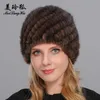 Beanie/Skull Caps Casquette de fourrure véritable naturelle chapeaux d'hiver pour femmes 2022 tricoté femmes ananas chapeau femme chaud véritable vison HatBeanie/Skull Beanie/