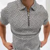 Mens Summer Golf Spersonalizowany w kratę druk w kratę Half Zip Short Sleeve T Sportswear swobodne koszule polo w dużych rozmiarach D220618