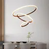 Pendant Lamps Brown/white Modern Led Lights For Living Room Dining Kitchen Hanglamp Circle Rings Aluminum Lamp FixturesPendant