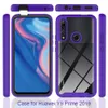 Coques antichoc hybrides robustes PC + TPU pour Huawei Y6 Y7 Y9 Prime 2019 Honor 20 Nova 5T Soft Frame Couverture arrière transparente