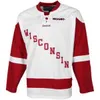 Chen37 C26 NIK1 Custom Wisconsin Badgers يواجهون قبالة الهوكي Jersey 2019 NCAA Hockey Jersey White Red Stitched أي اسم رقم Jersey S-3XL