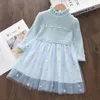 Mädchenkleider 2-6 Jahre Baby Mädchen schöne Prinzessin Kostüme Herbst Winter Blumen Schmetterling Applikationen Kinder schick niedliche Partykleidung