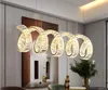 Modern Luxury Led Chandeliers Pendant Lights Wave Steel Lustre Crystal Lamp Dining Table Suspend Lamp Indoor Drop Light Fixtures297I