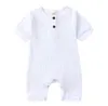 Zomer pasgeboren baby romper soild kleur kinderen kleren meisje rompers katoenen korte mouw o-neck baby jongens rompers