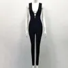 Women's Jumpsuits & Rompers Style Black Sexy Bodycon Women Bandage Jumpsuit Sleeveless Strapless Beading Celebrity Full Length Party Jumpsui