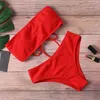 Cintura alta sem alças sexy bikini banho feminino maiô acolchoado monokin cor pura 220621