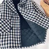 Mantel Baby Junge Mädchen Woolen Plaid Jacke Lange Zweireiher Warme Kind Revers Tweed Mantel Baumwolle Gepolsterte Baby Outwear Kleidung 110Y 220826