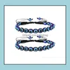 Perlé Brins Bracelets Bijoux Mode Turquie Bleu Mauvais Œil Charme Perlé Femmes À La Main Tressé Corde Corde Bracelet En Gros Drop Deliv