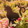 Katzenform-Figur, Bodeneinsatz, Dekor, schwarze Kätzchen-Silhouette, Pfähle, hohle Metallstatue für den Garten im Freien 220721