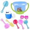 9 pezzi set colore casuale estate bambini giocattoli da spiaggia di sabbia castello secchiello vanga pala rastrello set di strumenti per l'acqua per bambini giocattoli divertenti pala stampi 220621