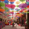 50 pcs/lot fête de mariage fleurs peintes à la main coloré tissu de soie parapluies parasol artisanat chinois parapluie en gros SN4671