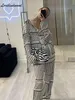 2022 Новый повседневный отпечаток с высокой талией наборы женщин элегантные рыхлые блузки с длинным рукавом Домашний двух кусочков для модных брюк костюмы T220729