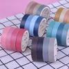 Geschenkomschakeling 4 stcs/doos 0,9 cm 3m Eenvoudige vaste kleur Washi Tape Diy Decoratie voor plakboeking Lijm Tapeegift