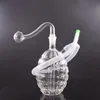 Grenade antichar colorée Forme narguilé 10mm femelle mini tuyau de brûleur à mazout en verre bon marché dab rig bongs tuyau pour fumer avec un tuyau en silicone