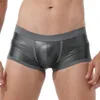 Shorts Masculino Couro Sintético Boxer Esportes Calção de Banho Cintura Baixa Roupa de Banho Bolso Bojo Cintura Elástica Cuecas Masculinas