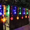 Strings 3,5 m 138LLES Święta Święta Outdoor Solar Light Fairy Star Księżyc Kurtyn Szybka na świąteczne Gaza ogrodowa Dekorowana dioda LED