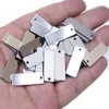 100 Pz Tono Argento Acciaio Inossidabile Rettangolo Blank Stamping Tag Pendenti con Ciondoli Componente 25x9mm N157