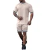 Fashion Solid Color Tracksuits For Men Fitness Training T shirt And Sports Drawstring Shorts Running Casual 2 Piece Sets 22120
