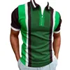 Europe och America Stripe Splice Golf Polos T-shirt för män Slim Fit Zipper Lapel Designer Polyester Cotton Polo T Shirts PLS2