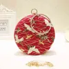 NXY Evening Bags Women Retro Round evening bag blue fashion Rings Diamonds Clutches Lady embroidery wedding party MN 220506