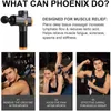 PHOENIX A2 Percusión de pistola de masaje Masajeador de cuerpo negro Massaje de armas LCD 4 cabezas Massager Phoenix MG55008 Y220511