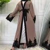 Ethnic Clothing Mellanöstern Fashion Ramadan Patchwork Lace Long Cardigan Muslim For Women Dubai Abaya Maxi Robe Kimono Turkish Islamic tyg