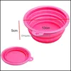 Складная складная складная собачья чаша Candy Corle Candy Outdoor Travel Purtable Puppy Doogie Food Container Feeding Drop Delive 2021 миски Fe