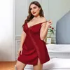 Women Sleepwear Summer Large Lace Stitching Dress Women Pijamas Female Home Sling Party Bathrobe Pyjama Silk Sexy Plus Size Nightdress