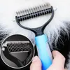 Pet Dog Flea Tradies Elexdies Grooming Supplies إزالة الشعر مشط Cat Detangler Fur Tradming Dematting Deseshedding Brush Tool للشعر الطويل المطول مجعد F0623