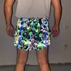 Parklees Mushroom Printed Colorful Reflective Mens Shorts Shiny Hip Hop Dance fluorescerande Shorts for Men Night Sporting Joggers 220507