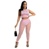 Zomer dames tweedelig broek set 2022 designer kleding sexy bedrukte tanktops pure mesh leggings outfits vrouwelijke sweatsuits