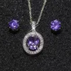 Brincos Jóias de jóias de ovos de ovos para mulheres para mulheres Purple Zircon Silver Color Redond Surzing Fashion Kas150earrings