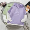 Aangepaste bedrukte kleurenblok Hoodies Harajuku Diy Tekst P o Drawstring losse capuchon pullover sweatshirts Koreaanse mode 220722