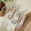 Sandalen Damen Designer New Fresh Fairy High Heels Sparkle Strasssteine Square Toe Sandaletten Sommerkleid Schuhe 220301