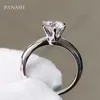 PANASH joyería Plata de Ley 925 anillo de lujo 18K Color platino 6mm Zirconia anillos de piedra para mujer joyería de boda