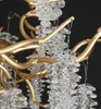 Nya ljuskrona Lampor Strip Art Creative Branch Living Room Amerikansk matsal Lampa Crystal Dekorativ belysning