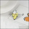 Stift broscher smycken härlig kawaii banan vit hårig katt hårt emalj tecknad djur lapel stift tillbehör släpp leverans 2021 aialn
