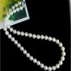 Collana annodata a mano con catena di maglione di perle d'acqua dolce bianche naturali da 9-10 mm, perla quasi rotonda da 20 pollici