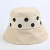 Mode à pois seau chapeau pour femmes voyage en plein air Protection UV nœud papillon chapeaux de soleil dames été décontracté Bob Panama chapeau