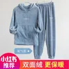 Winter Coral Fleece Pajama Set Women Thick Warm Flannel Velvet Cozy 2 Pieces Long Sleeve Sleepwear Suit Lady Clothing Homewear 220329