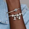 925 Silver fit pandora charm armband p￤rla uggla sl￤kttr￤d hj￤rta charmes ciondoli diy fina p￤rlor smycken