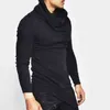 T-shirt tinta unita da uomo Top elegante colletto a pile Top a maniche lunghe da uomo T-shirt slim da uomo con orlo obliquo Pullover L220704