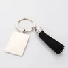 Sublimation Blank Keychain Metal Heat Transfer Keychain Blanks Key Rings for DIY Crafts Supplies With Tassel Single Side Printable