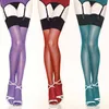 Women's Multi-color Oil Shine shiny thigh high stockings Sexy ladies collant lolita Glitter Lustre legs Rib Top Opaque T220808