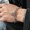 Original Titanium Steel Chain Simple Tag Stitching Bracelet Ins Niche Fashion Design All-Match Hong Kong Style Tillbehör