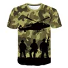 Футболки Summer Camouflage 3D Jungle Boy Girl Girl Короткие рукава персонализированные печатные футболки детские детские экипаж Tops 4-14 рубашки.